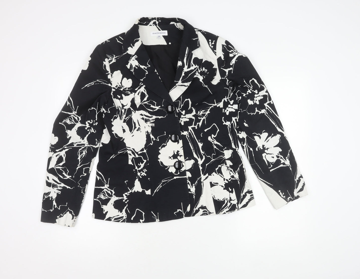 Gray & Osbourn Women’s Black Floral Blazer L Regular Fit Tailored