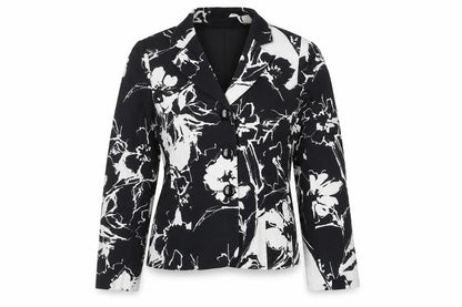 Gray & Osbourn Women’s Black Floral Blazer L Regular Fit Tailored