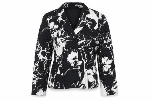 Gray & Osbourn Women’s Black Floral Blazer L Regular Fit Tailored