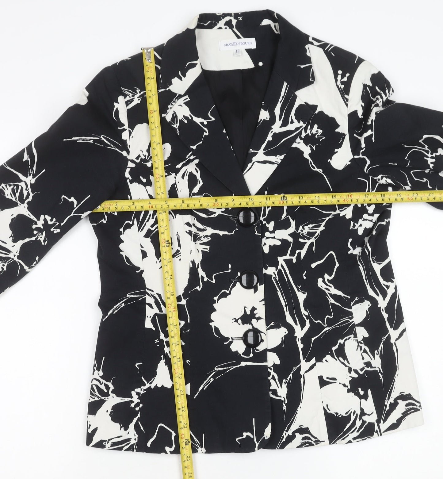 Gray & Osbourn Women’s Black Floral Blazer L Regular Fit Tailored