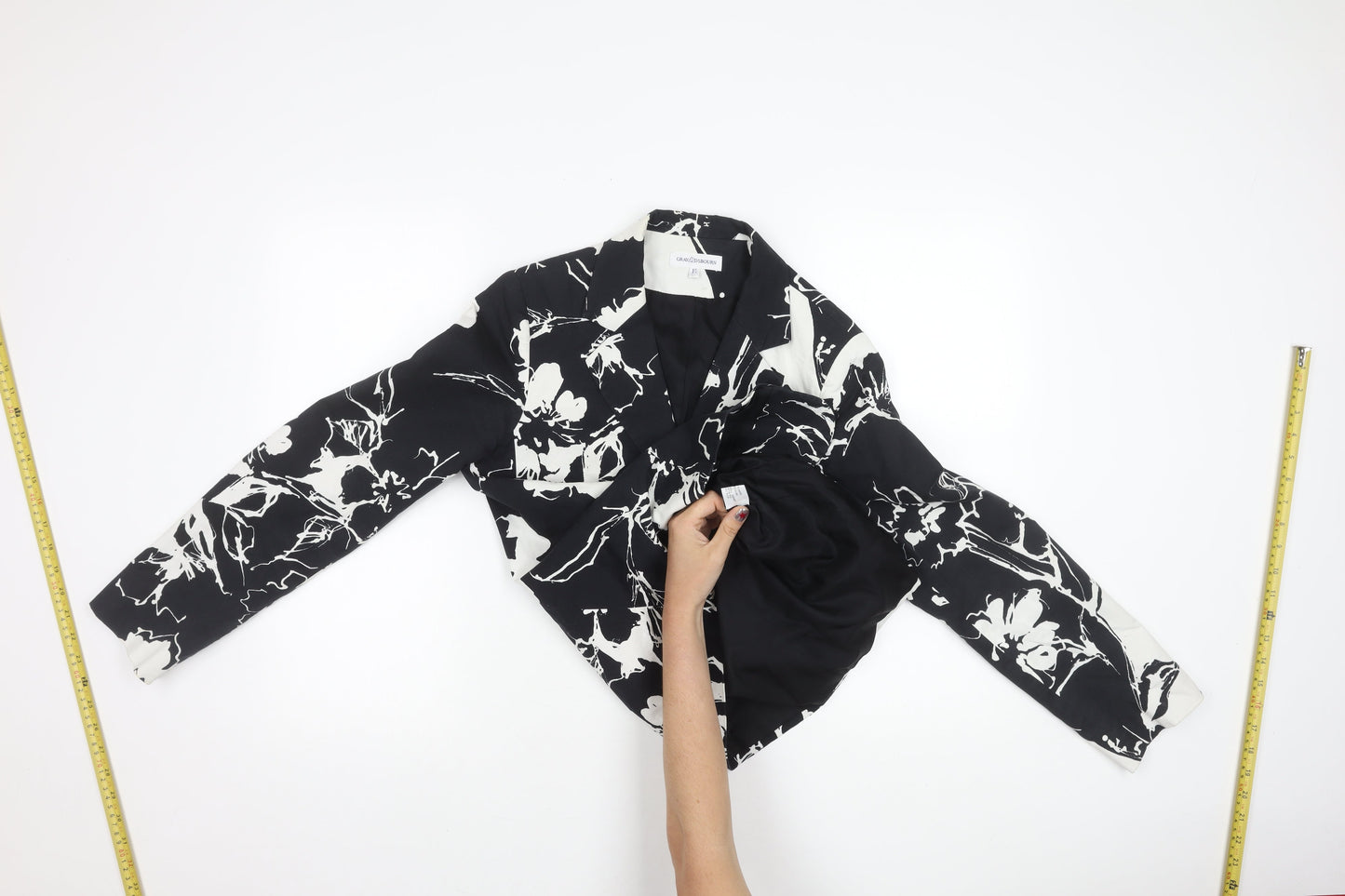 Gray & Osbourn Women’s Black Floral Blazer L Regular Fit Tailored