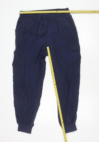 International Concepts Women's Blue L Cargo Trousers Elastic Waist
