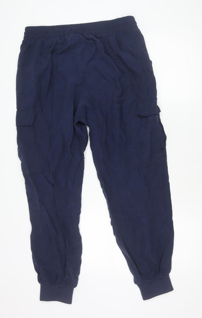 International Concepts Women's Blue L Cargo Trousers Elastic Waist