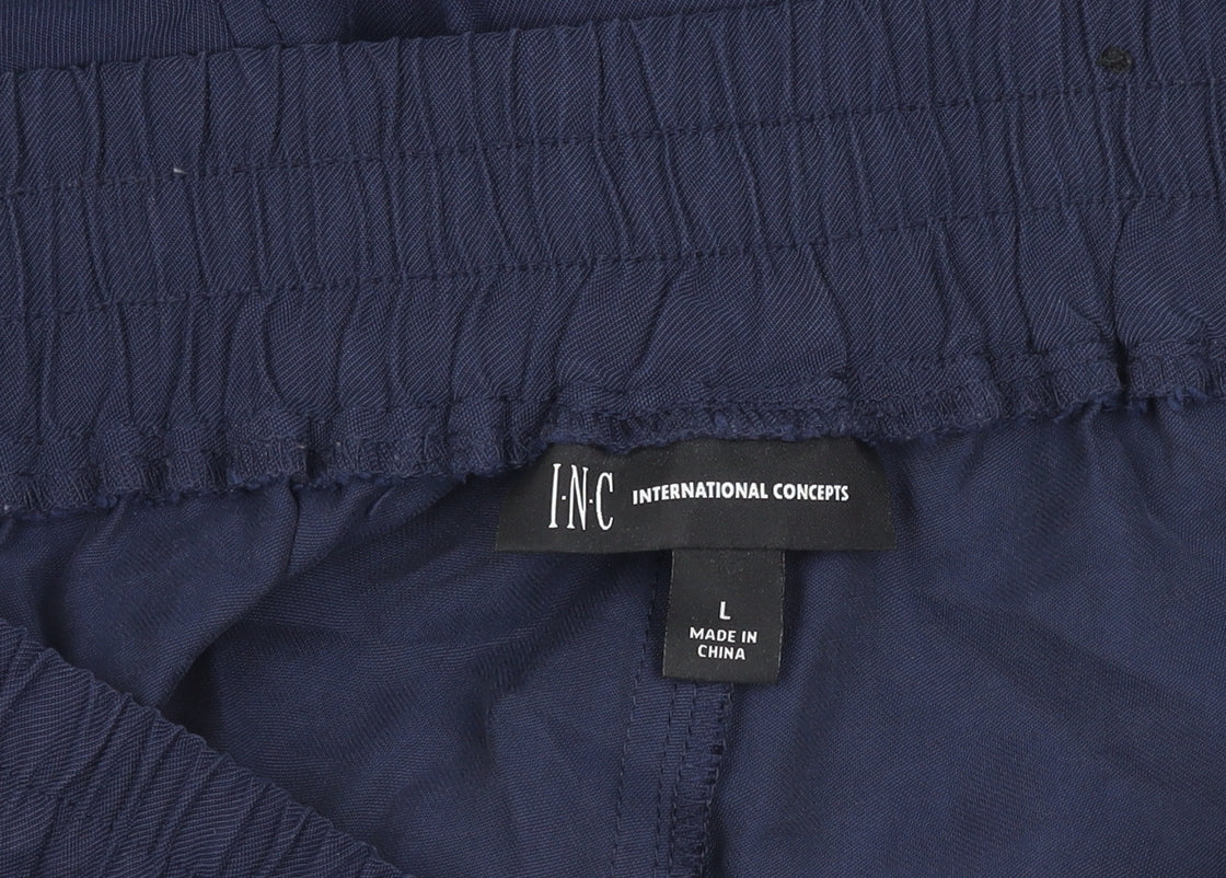 International Concepts Women's Blue L Cargo Trousers Elastic Waist