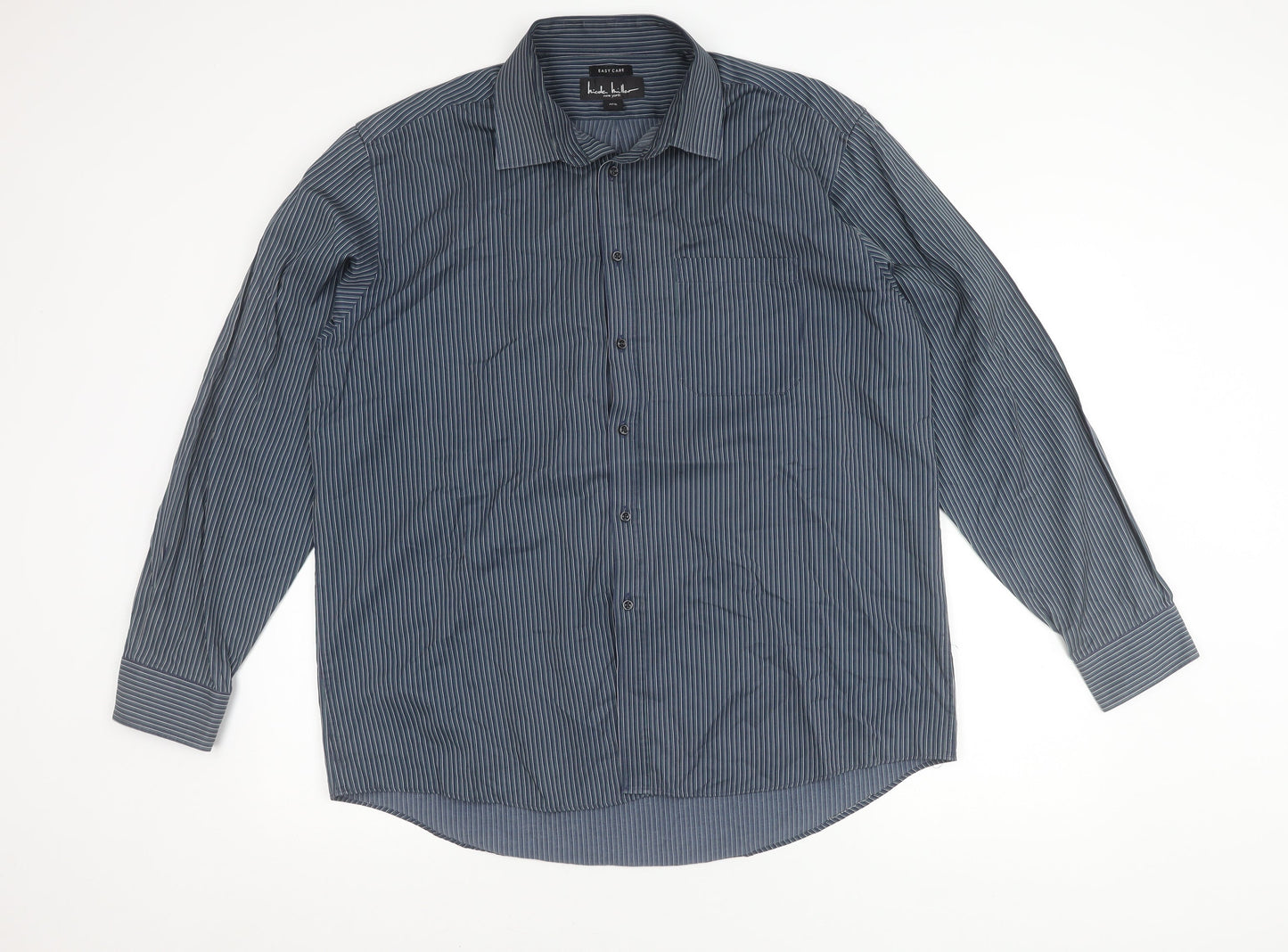 Mens UK Collar Size XL Nicole Miller Smart Blue  Dress Shirt