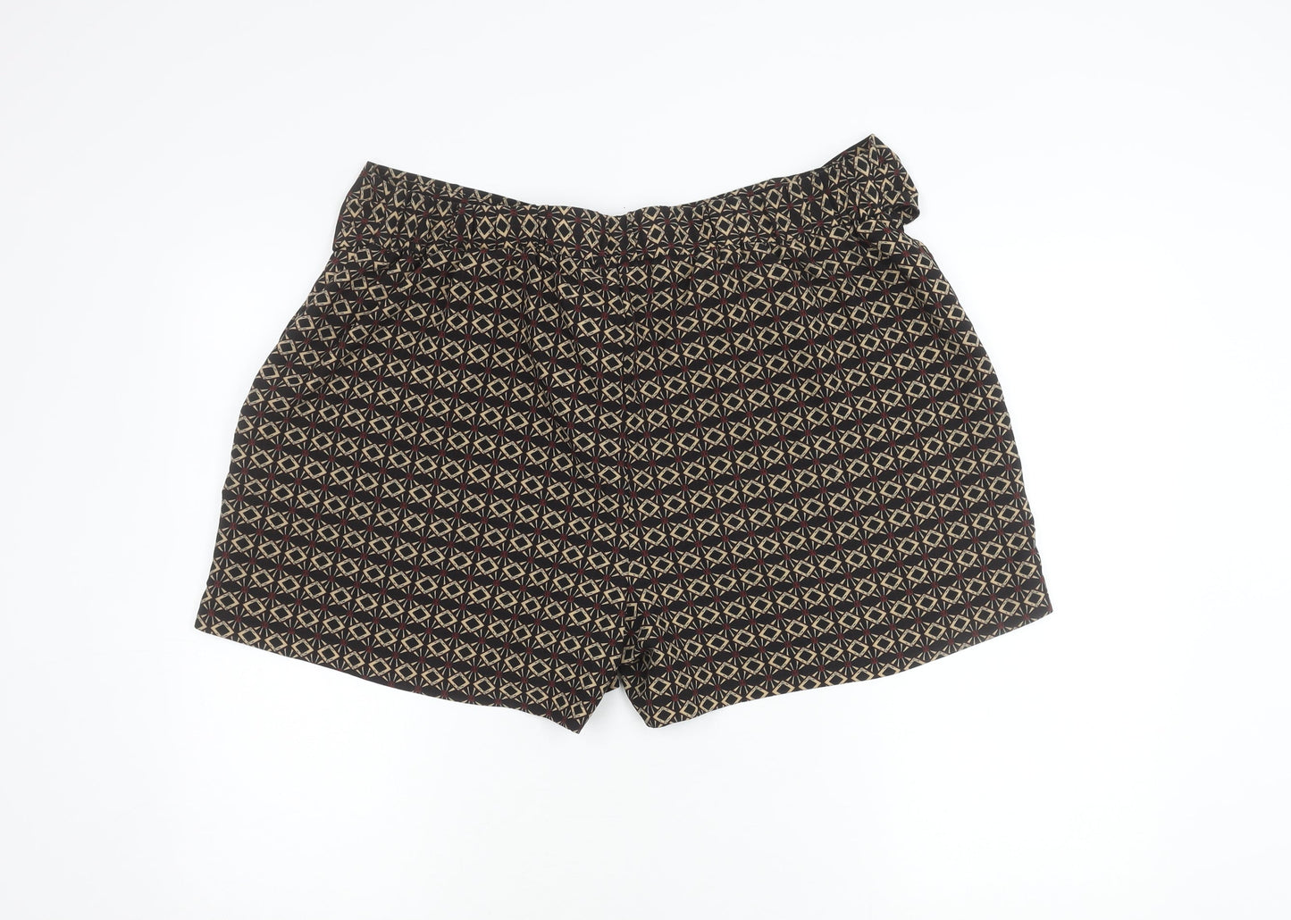 Tu Women’s Brown Geometric Paperbag Shorts Size 18 High Waist Crepe