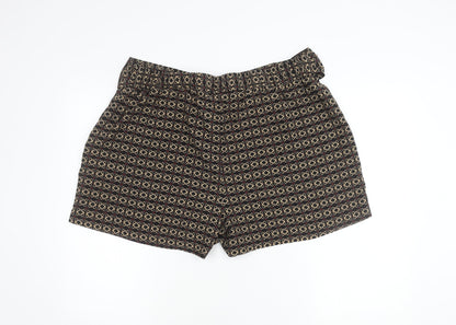 Tu Women’s Brown Geometric Paperbag Shorts Size 18 High Waist Crepe