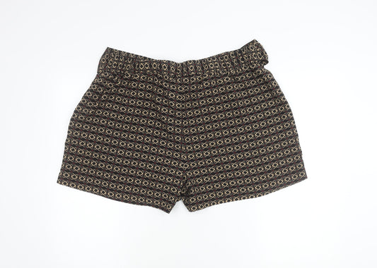 Tu Women’s Brown Geometric Paperbag Shorts Size 18 High Waist Crepe