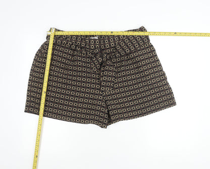 Tu Women’s Brown Geometric Paperbag Shorts Size 18 High Waist Crepe
