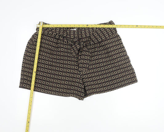 Tu Women’s Brown Geometric Paperbag Shorts Size 18 High Waist Crepe