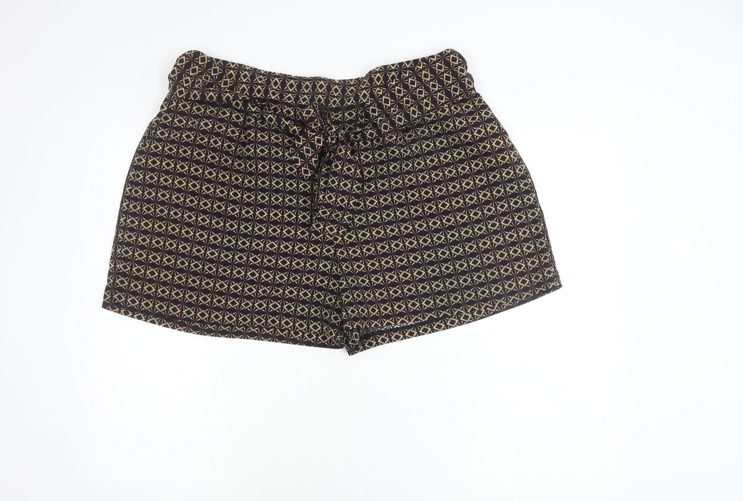 Tu Women’s Brown Geometric Paperbag Shorts Size 18 High Waist Crepe