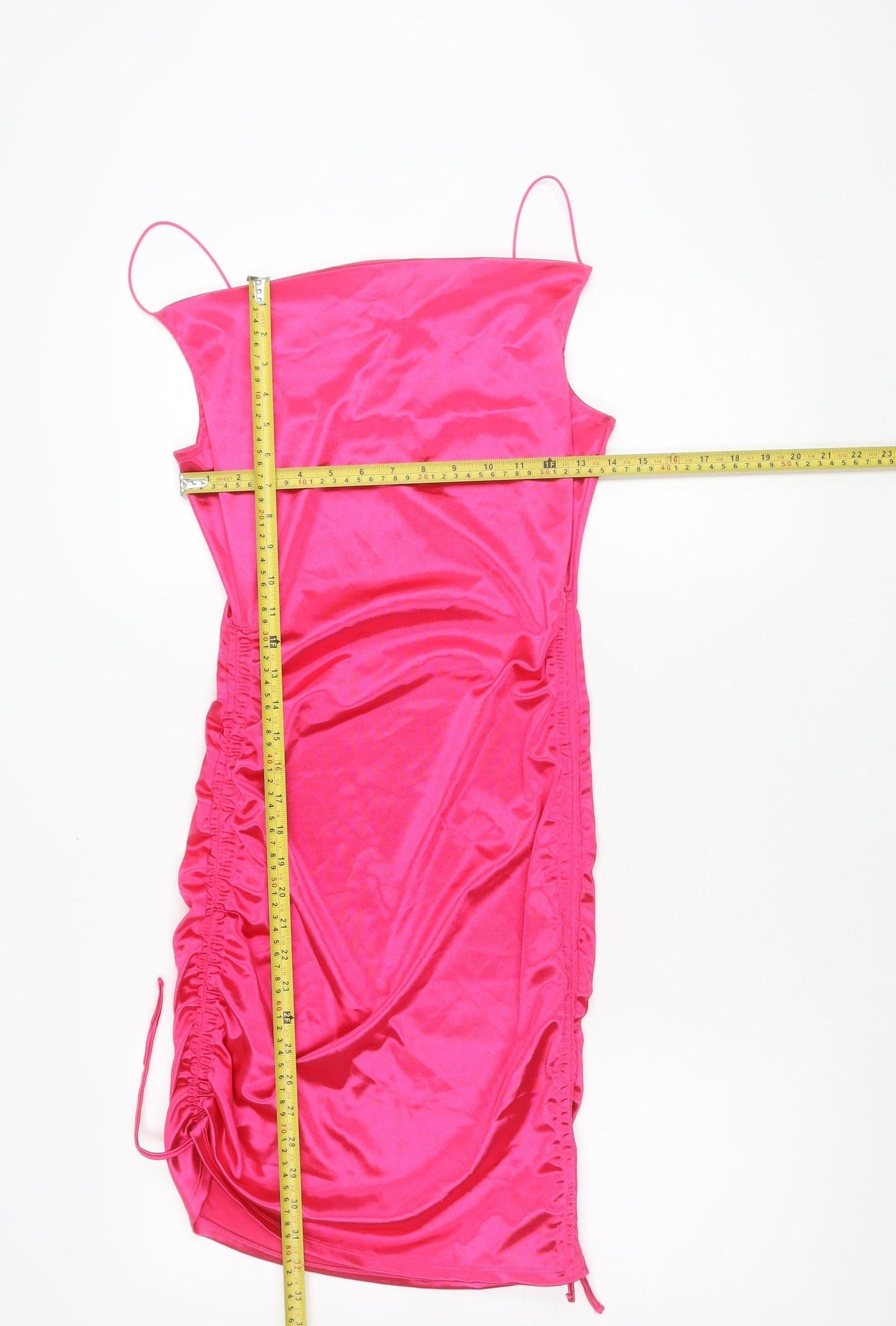 H&M Divided Women’s Pink Satin Slip Mini Dress S Ruched Spaghetti Straps