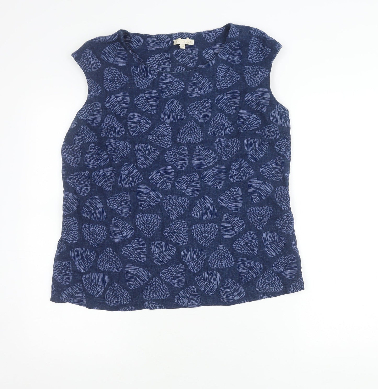 Epilogue Women's Blue Linen Sleeveless Floral Blouse Size 16