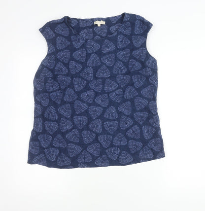 Epilogue Women's Blue Linen Sleeveless Floral Blouse Size 16