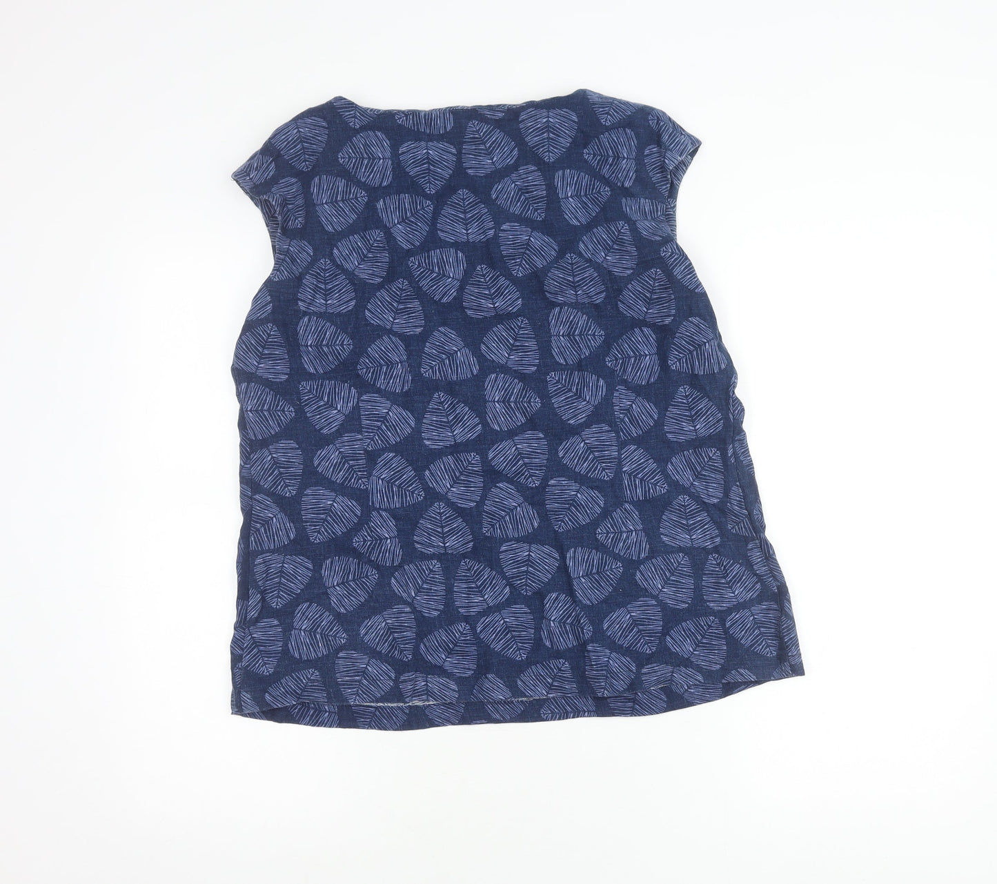 Epilogue Women's Blue Linen Sleeveless Floral Blouse Size 16