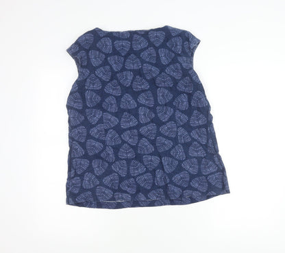 Epilogue Women's Blue Linen Sleeveless Floral Blouse Size 16