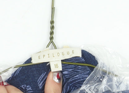 Epilogue Women's Blue Linen Sleeveless Floral Blouse Size 16