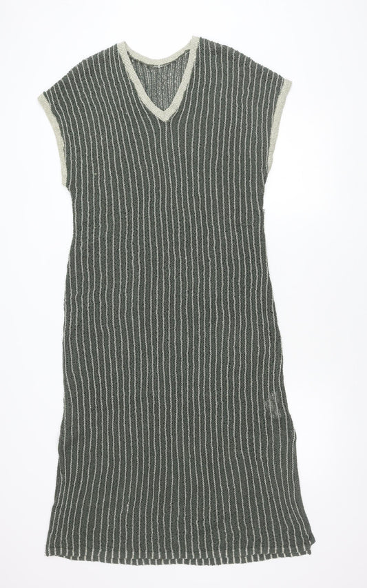 Primark Women’s Green Striped Knee Length Shift Dress S