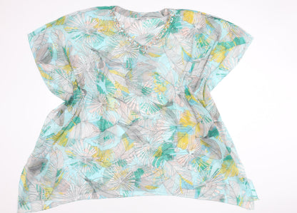 Debenhams Women's Multicoloured Beaded V-Neck Chiffon Tunic Blouse Size M