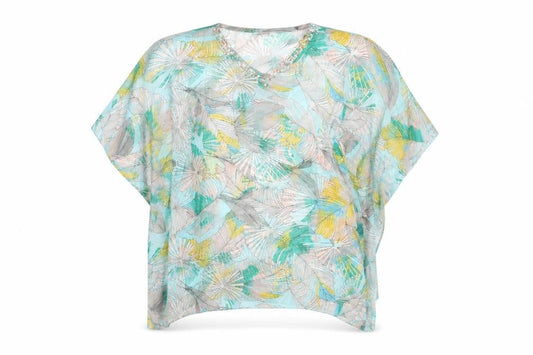 Debenhams Women's Multicoloured Beaded V-Neck Chiffon Tunic Blouse Size M