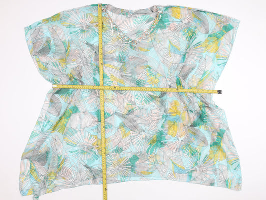 Debenhams Women's Multicoloured Beaded V-Neck Chiffon Tunic Blouse Size M