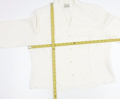 Eastex Women Ivory Size 16 Crepe Scallop 3/4 Sleeve Five-Button Suit Top