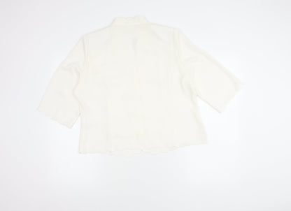 Eastex Women Ivory Size 16 Crepe Scallop 3/4 Sleeve Five-Button Suit Top