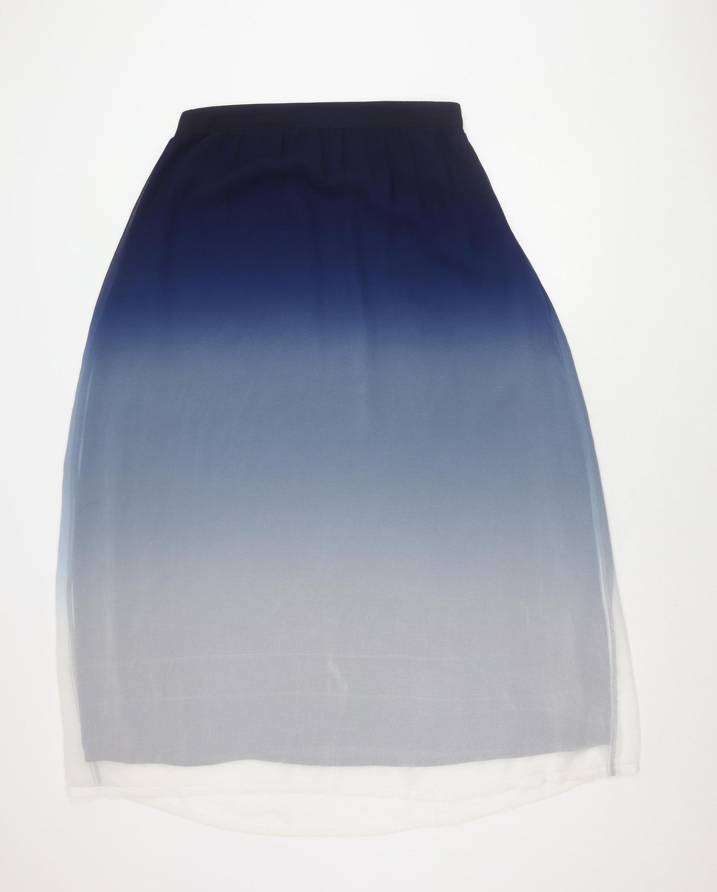 Next Women's Blue Ombre A-Line Knee Length Chiffon Skirt Size 12