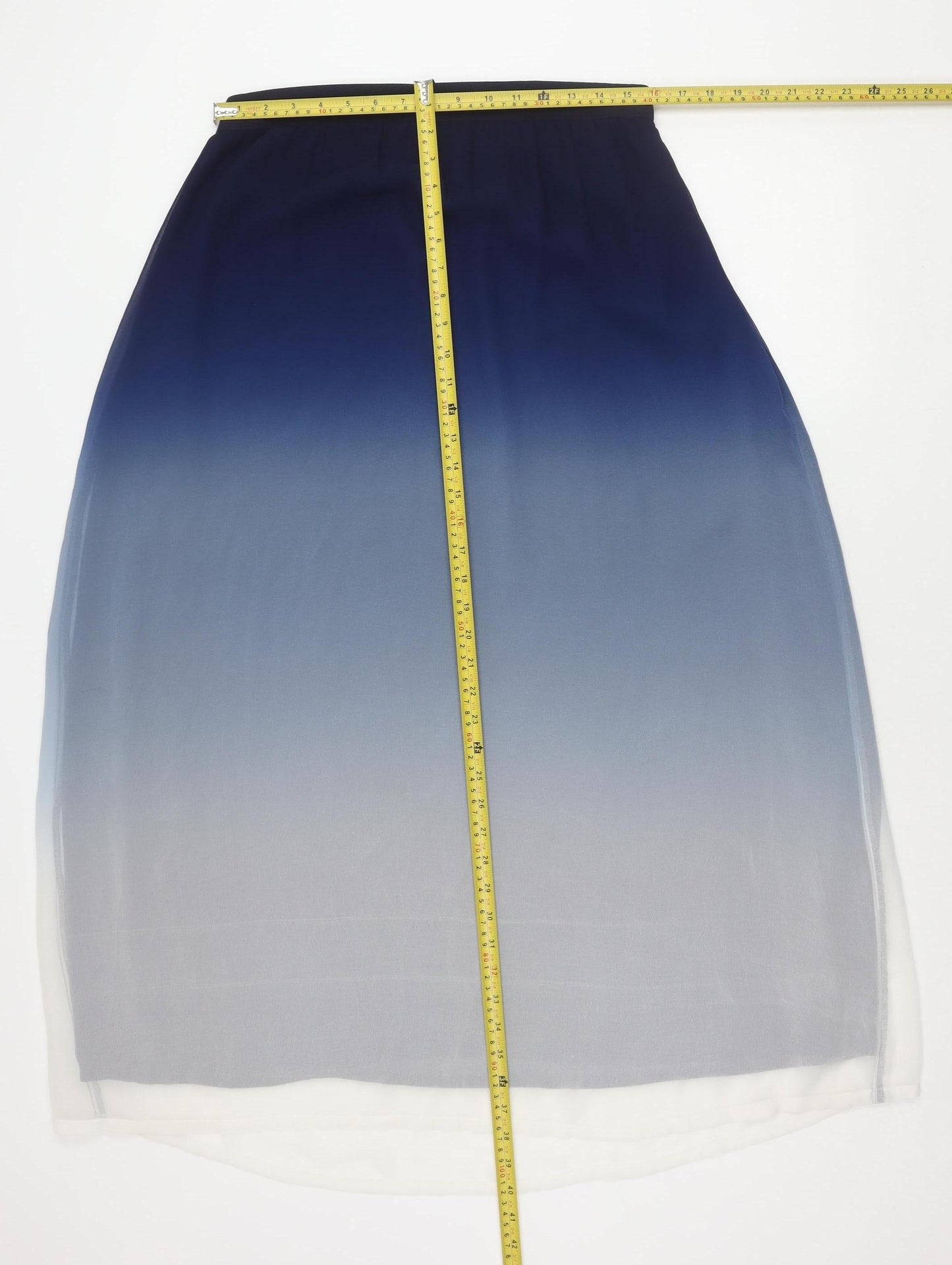 Next Women's Blue Ombre A-Line Knee Length Chiffon Skirt Size 12