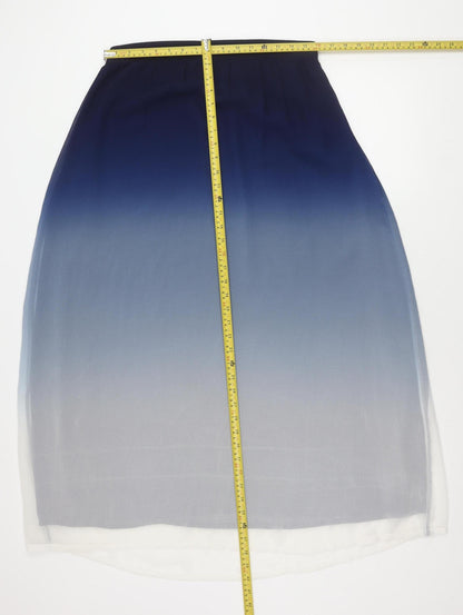 Next Women's Blue Ombre A-Line Knee Length Chiffon Skirt Size 12