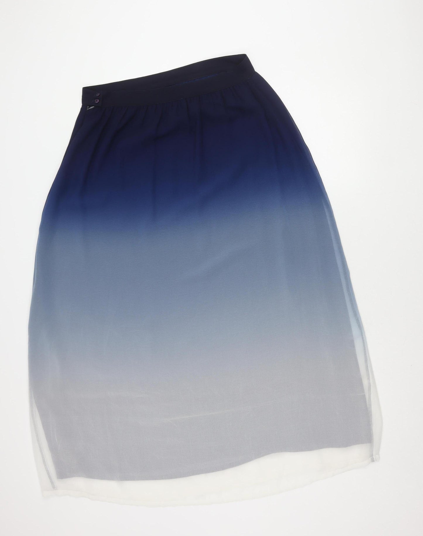 Next Women's Blue Ombre A-Line Knee Length Chiffon Skirt Size 12