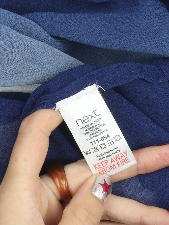 Next Women's Blue Ombre A-Line Knee Length Chiffon Skirt Size 12