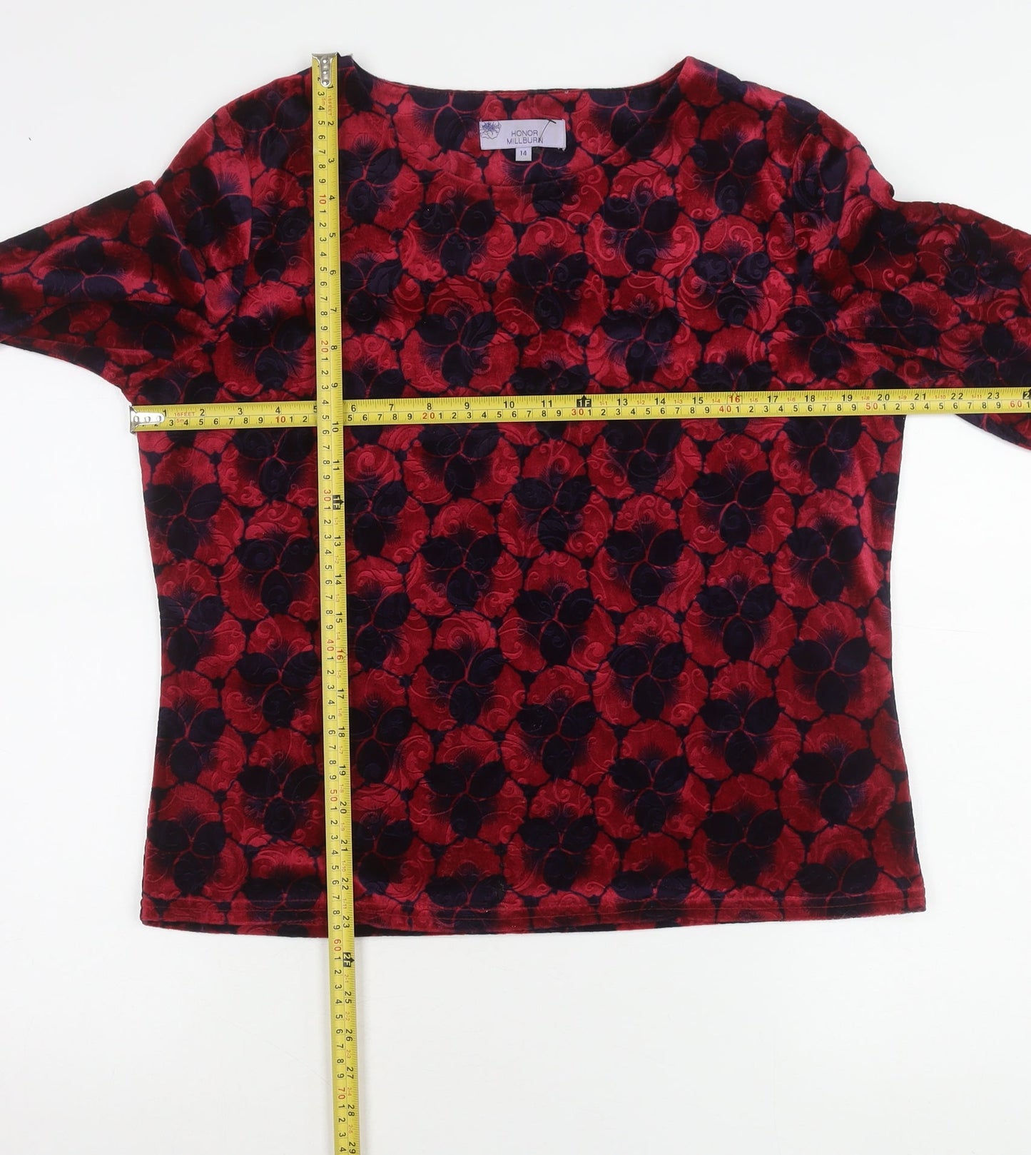 Womens UK Size 14 Honor Millburn Red Basic Blouse