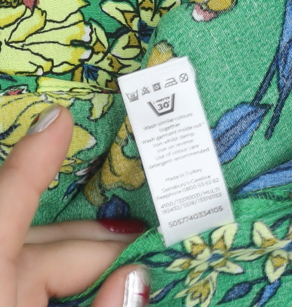 Tu Women’s Green Floral Knee Length Shift Dress Size 10