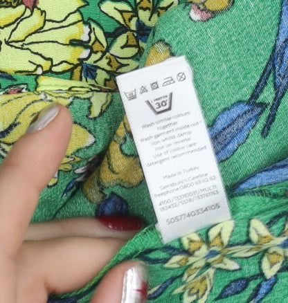 Tu Women’s Green Floral Knee Length Shift Dress Size 10