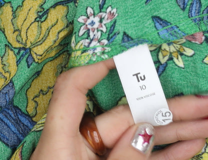 Tu Women’s Green Floral Knee Length Shift Dress Size 10