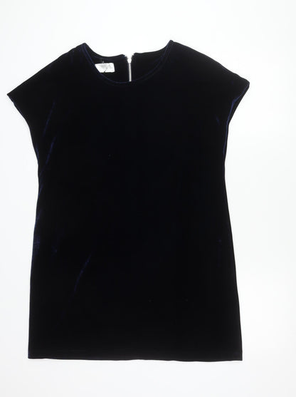 Opolis Fiftythree:2 Women's Blue Velvet Sheath Dress S Short Sleeve Party