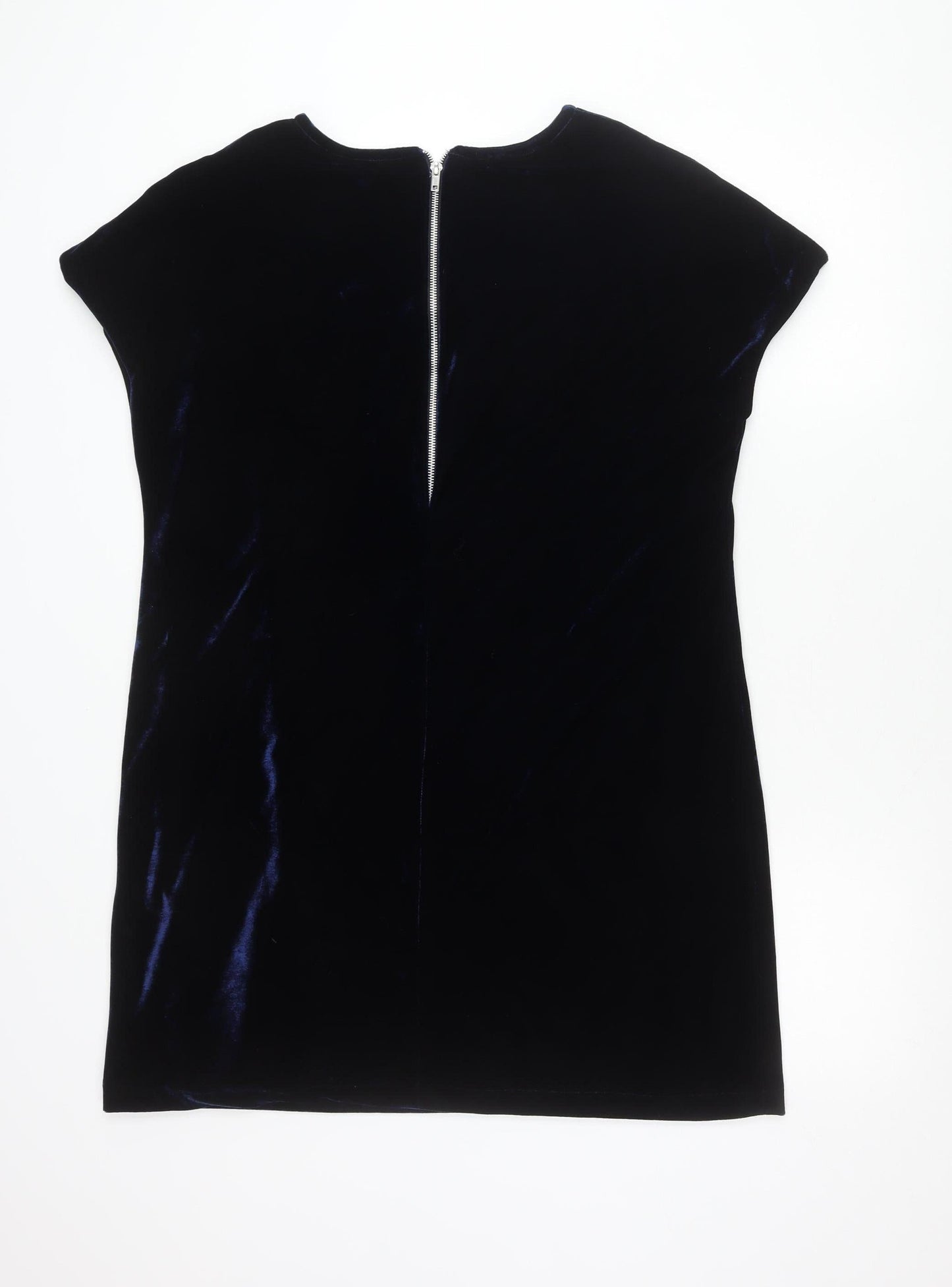 Opolis Fiftythree:2 Women's Blue Velvet Sheath Dress S Short Sleeve Party