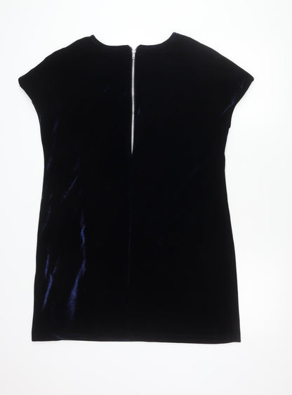Opolis Fiftythree:2 Women's Blue Velvet Sheath Dress S Short Sleeve Party
