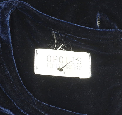 Opolis Fiftythree:2 Women's Blue Velvet Sheath Dress S Short Sleeve Party