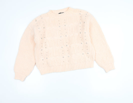 Womens UK Size S Quiz Beige Pullover Jumper