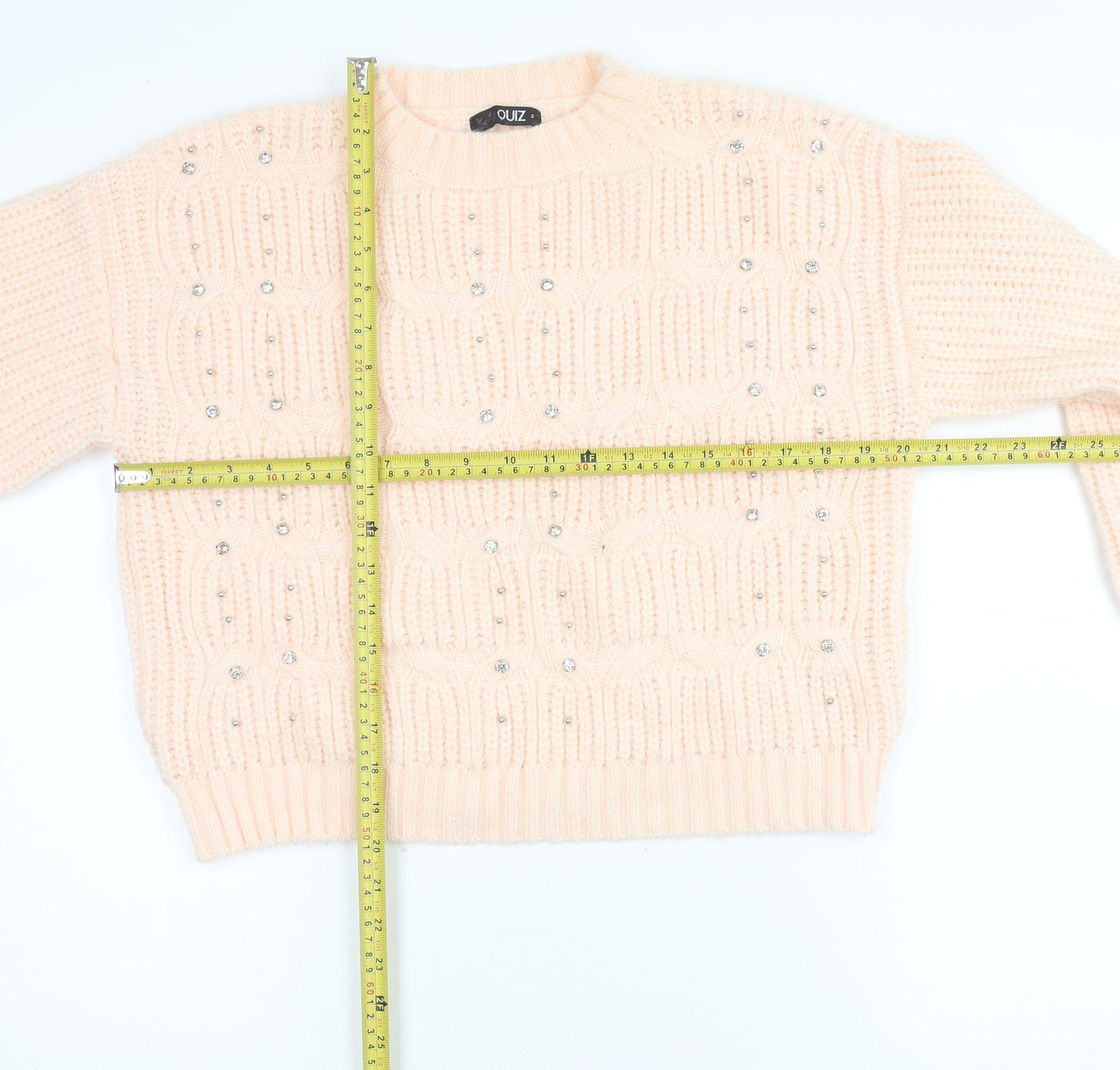 Womens UK Size S Quiz Beige Pullover Jumper