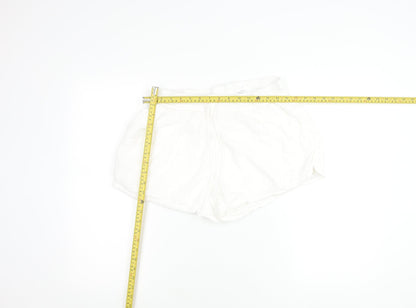 H&M Women’s White Cotton Shorts Size 12 Mid Rise Summer Drawstring Pockets