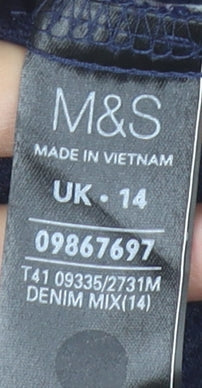 Womens UK Size 14 Marks and Spencer Blue Tunic Blouse