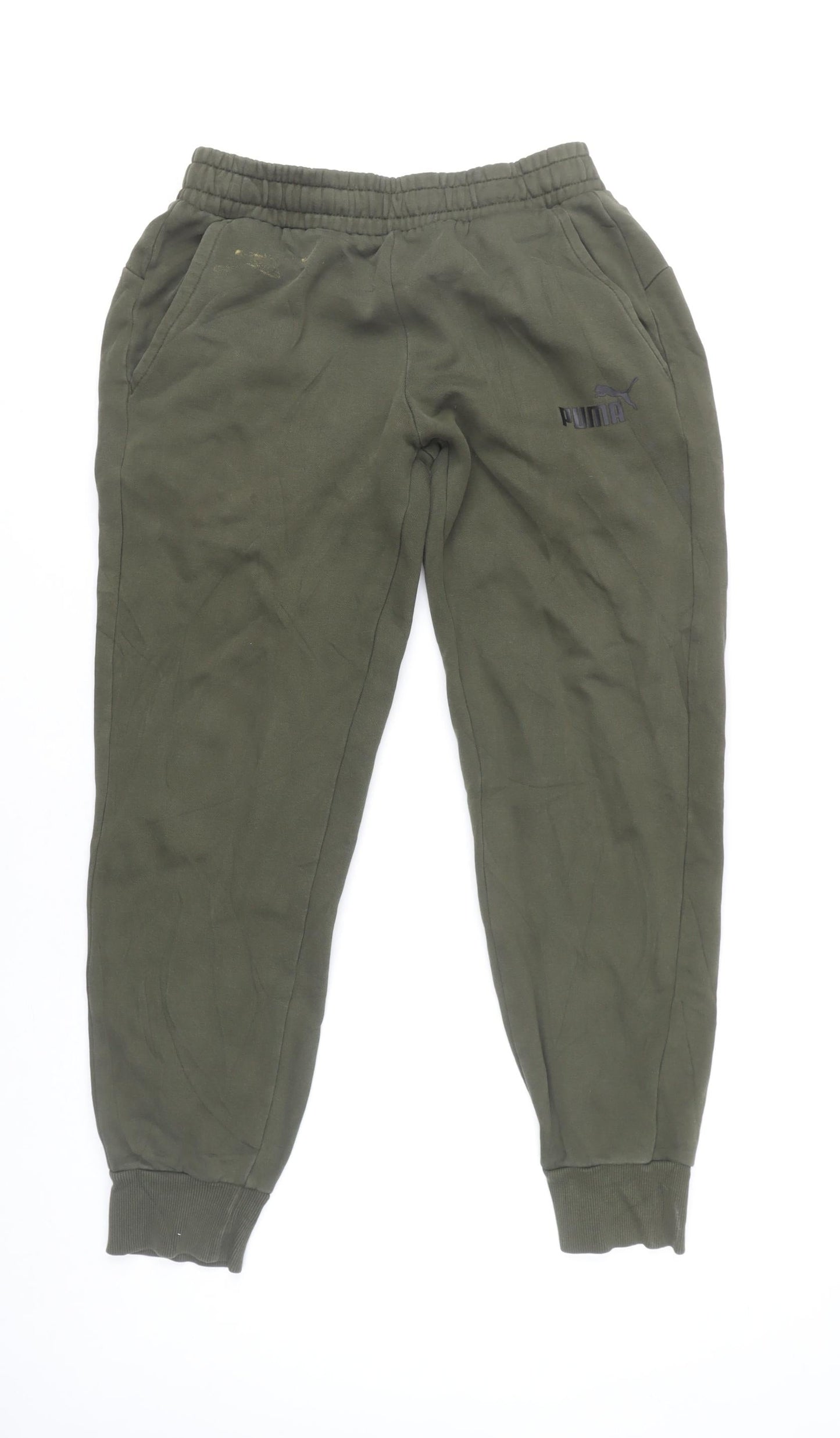 Puma Men's Green Jogger Trousers S Regular Fit Elastic Waist Cuffed