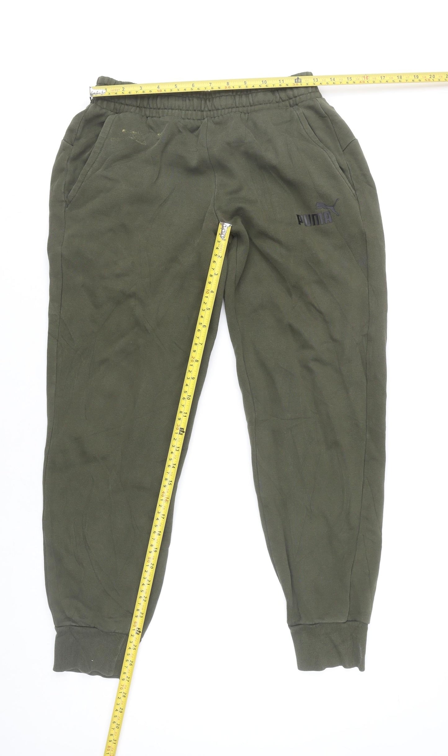 Puma Men's Green Jogger Trousers S Regular Fit Elastic Waist Cuffed