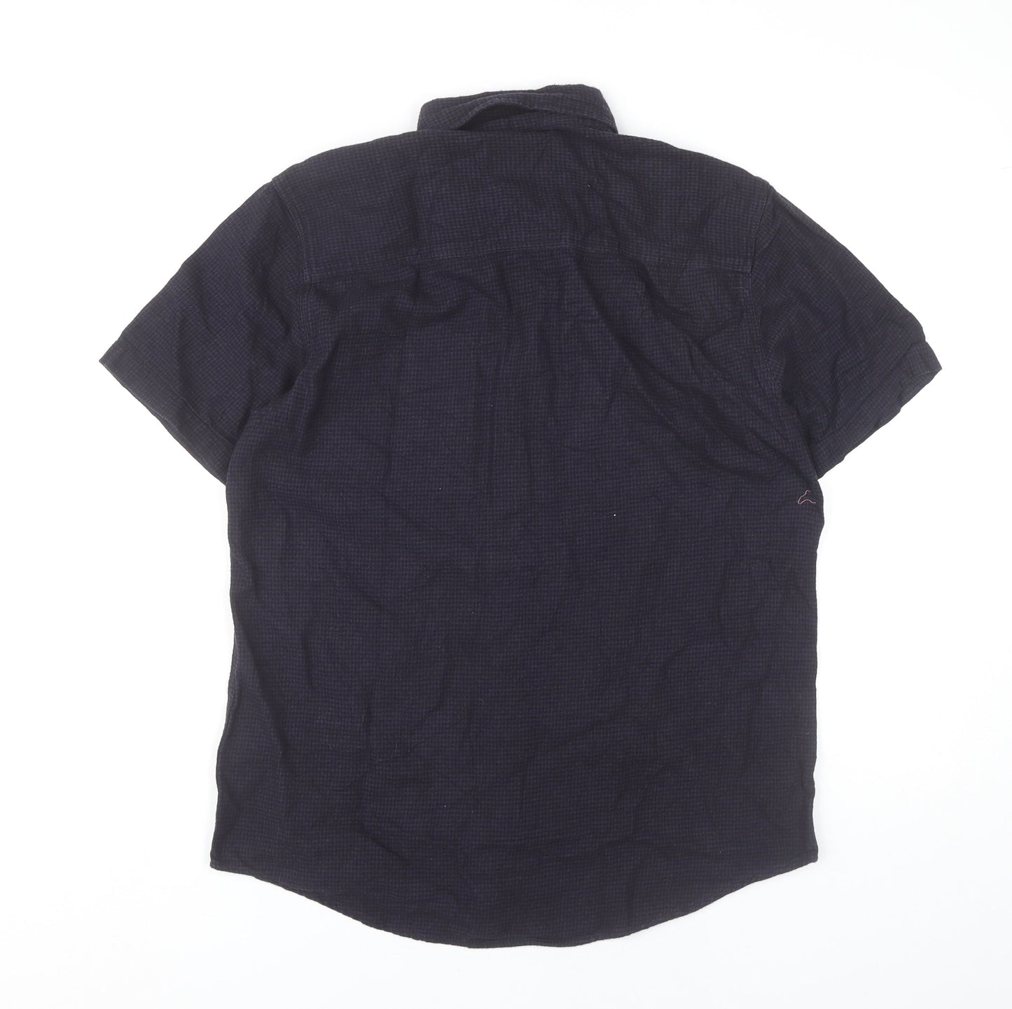 Topman Men's Black Check Cotton Short Sleeve Button-Up Shirt M
