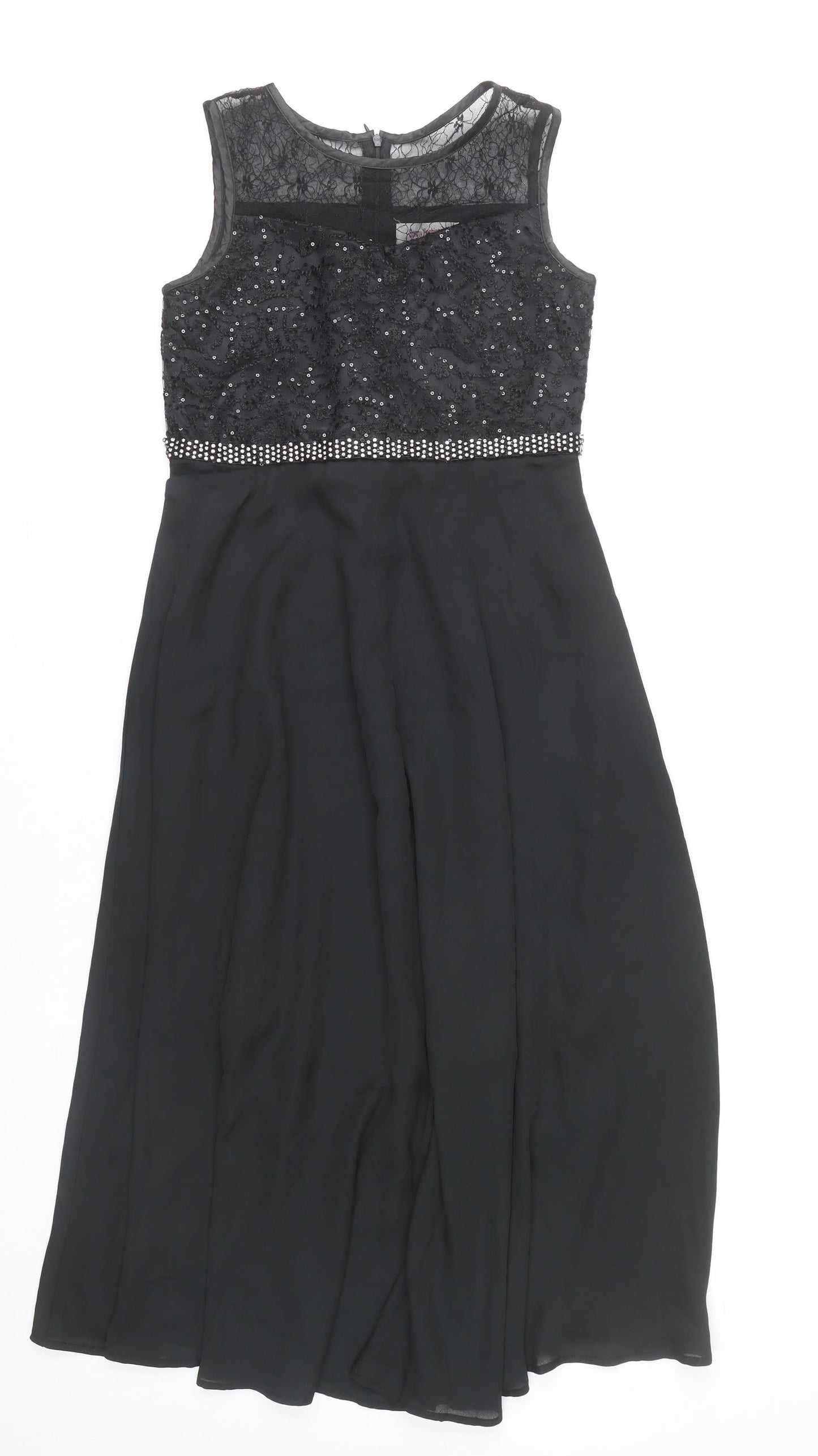 Sunny Fashion Women's Black Size 12 A-Line Long Formal Dress
