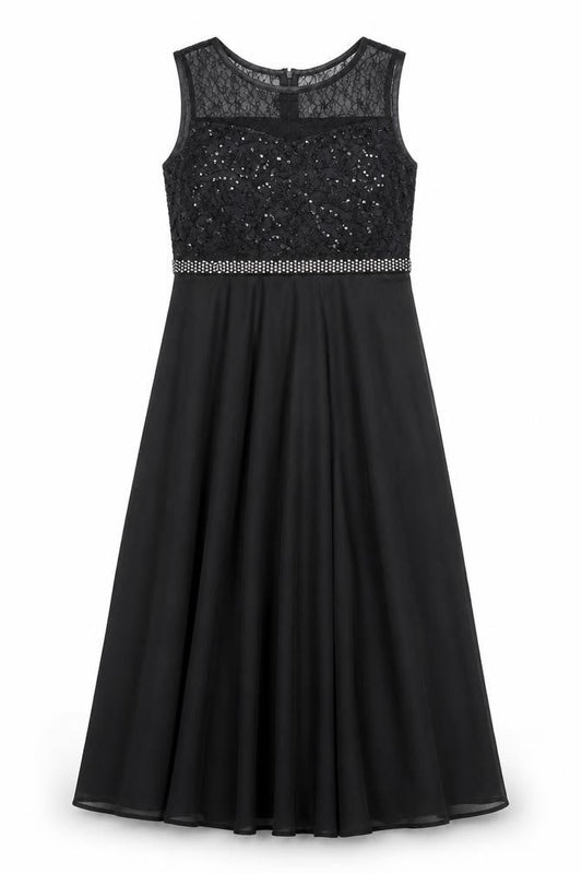Sunny Fashion Women's Black Size 12 A-Line Long Formal Dress