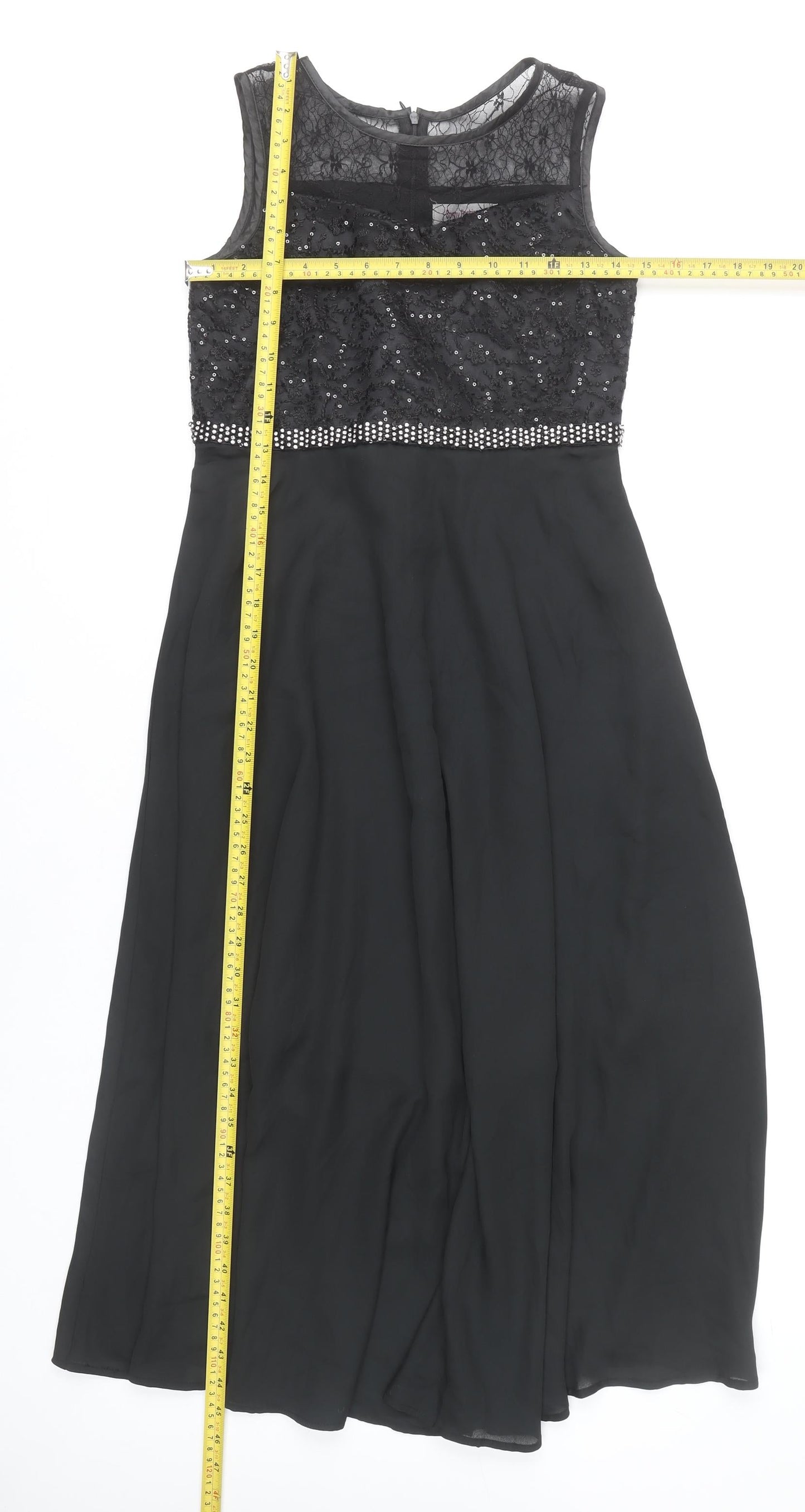 Sunny Fashion Women's Black Size 12 A-Line Long Formal Dress